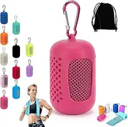 Portable Set Cooling Towels for Neck and Face, Breathable Sweat Absorbent Cool Towel, Quick Dry Ice Towels, for Gym, Yoga, Workout,Rose red