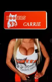 Hooters Uniform Carrie Name Tag Pin Back Dress Role Play Costume Accessory