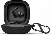 Case Compatible with Beats Fit Pro 2021 Soft Silicone Case Cover Shock-Absorbing Protective Case with Keychain (Black)