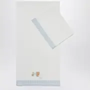 [Il Gufo] Crib Set With Sheet And Pillowcase White/blue One size White