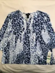 Alfred Dunner Women's PL Animal Print Top KEY ITEMS - NWT