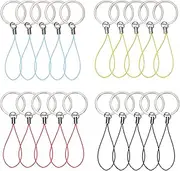 [Bememo] 20 Pieces Nylon Flash Drive Lanyard Keyrings with Color Strap String Loop Keychain Bulk for ID Card USB ID Card Mp3 Player Keys Cellphone Keychain, 4 Colors