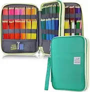 YOUSHARES 192 Slots Colored Pencil Case, Large Capacity Pencil Holder Pen Organizer Bag with Zipper for Prismacolor Watercolor Coloring Pencils, Gel Pens & Markers for Student & Artist (Green)