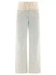 [Givenchy] Givenchy-Oversized Denim And Tweed Mixed With 4g Detail Jeans Light Blue-Donna 26 Light Blue