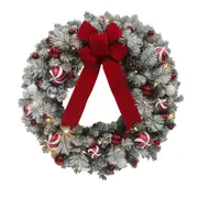 Snowy Flocked Pre-Decorated Wreath 61cm / 24 inches