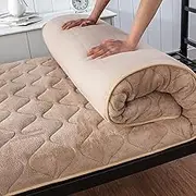 Futon Mattress 9cm Thick Japanese Floor Mat Foldable for Dormitory Guest Bed Sofa Travel ZSMFCD(Camel,180 * 200cm)