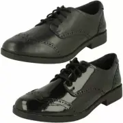 Girls Clarks Aubrie Craft Y Lace Up Brogue School Shoes