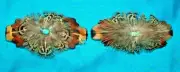 Set 2 Med Feathered Barrettes Pheasant Feathers & Turquoise FREE SHIPPING MBS01