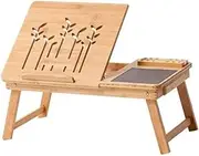 Laptop Desk,Laptop Bed Table Laptop Stand, Natural Flower Lap Tray Foldable Breakfast Serving Bed Tray Lap Desk with Tilting