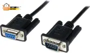 2M Black DB9 RS232 Serial Null Modem Cable F/M - DB9 Male to Femal