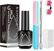Nail Gel Polish Remover,Gel Polish Remover for Nails with 7 Way Nail Buffer and Cuticle Pusher & Nail Wipes,Easily & Quickly Remove Acrylic Powder Gel in 3-5 Minutes (1 Pcs Set)