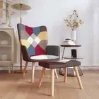 vidaXL Relaxing Chair with a Stool Patchwork Fabric HEE