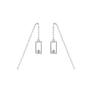 ANYCO Fashion Earrings Genuine 925 Sterling Silver Simple Geometric Luxury Zircon Ear Buckle for Women Teen Party Jewelry Gift