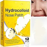 12Pcs Hydrocolloid Nose Strips,Blackhead Remover Strips,Nose Pore Strips for Unclog and Shrink Pores,Absorbs Oil,Removal Acne,Pimple,Zits,Spot,Targets Pores & Pimples