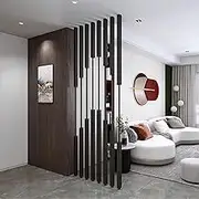 7pcs Room Divider, Wall Separator Privacy Screen, Freestanding Partition Column for Room Separation, Room Divider Screen Metal Post, 155-300cm, Black(7pcs-A,225cm/89in/7.38ft)