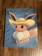 Pokémon Center Van Gogh Eevee Wall Art Canvas Self-Portrait IN HAND! W/Box! RARE