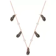5497874 SWAROVSKI BLACK LEATHER NECKLACE JET/CRY/ROS