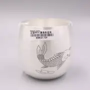 Solid S999 Fine Silver Handle Tea Cup Lucky Fish Coffee Wine Drinking Cup 2.6in