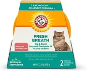 Arm & Hammer Dip & Brush Fresh Breath Enzymatic Toothpaste Kit for Cats and Kittens with 2 Microfiber Finger Brushes, 2.5 Ounces, Tuna Flavor | Cat Dental Care Kit