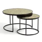 Coffee Table Black Gold Set 2 Small Glass Nesting Style Indoor Diwali Decorate