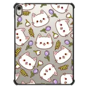 iPad Air 11-inch (M2/M3) iPad Impact Case Cute White Kitten with Purple Tulip - Kawaii Neko with the Violet Flowers in the Garden