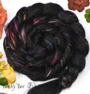 FIREWORKS - Signature Blend Wool Roving Merino, Sari Silk, Combed Top 4 oz