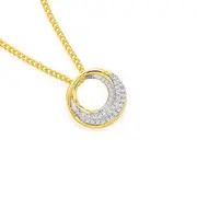 9ct Gold Diamond Circle Slider Pendant