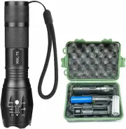 Zoomable Aluminum LED Flashlight 5 Modes Super Bright Rechargeable 130MM Portabl