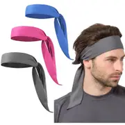 3 Pack Tennis Tie Headband Hair Band Unisex Dry Head Tie Sport Tie Back Headband