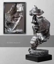 1x Handcrafted statue abstract art sculpture ornament desktop antique silver