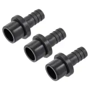 3Pcs PVC Pipe Fitting 12mm Barbed x 20mm OD Spigot Straight Hose Connector Black