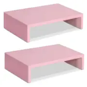 Pink Monitor Stand Riser-2 Pack,Wood 2 Tier Adjustable Monitor Stand Dual Mon...