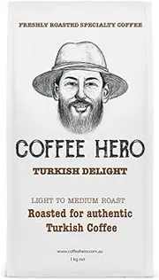 COFFEE HERO Turkish Delight - Light to Medium Roast for Authentic Turkish Coffee - Specialty Coffee, High Altitude Quality Beans - 500 Grams, Whole Bean or Ground