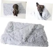 BELLIFFY Plush Mat for Pet Dog Blankets Bed Double Plush Pad Cat Beds Plush Pet Plush Pad Dog Pet Beds Washable Pet Mat Faux Cat Mat Dog Plush Mat Comfortable Pet Mat Light Grey
