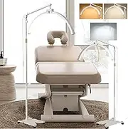 Half Moon Light 28inch Foldable Lash Light for Eyelash Tech with 4 Wheel Rolling Butterfly Base 3000-6000K Esthetician Light with Adjustable Height 360°Rotating LED Floor Lamp for Beauty, Tattoo