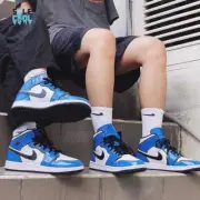 Nike Air Jordan 1 AJ1 Retro Mid SE Mens GS Signal Blue White Shoes BQ6931-402