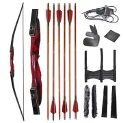 64" Takedown Wooden Longbow 25-50lbs Recurve Bow Traditional Amercian Hunting