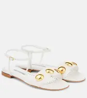 [Manolo Blahnik] Manolo Blahnik Chaouhen embellished leather sandals AU 4 white
