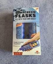 Flask Sport Sunscreen Flask Includes Funnel & Liquor Spout Two Pack Boxed NEW
