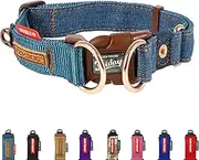 EZYDOG Double Up Dog Collar | Dog Collar Small, Medium, Large Dogs, Reflective Dog Collar, Supreme Comfort, Soft Neoprene Material, Strong Nylon Webbing (Medium, Denim)