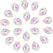 uxcell 20 Pcs 3D Teardrop Rhinestones Diamond Nail Charm Crystal Pointback K9 Glass Rhinestones Crystal Gems for Jewelry Making, Craft, 10x14mm, AB Transparent