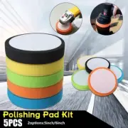 5pcs 5inch/ 6inch Car Round Flat Polishing Foam Pad Buffing Sponge Pads Tool Set