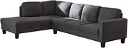 Evelyn 5-Seater Sofa, L-Shape Couch, Chaise on Left, Living Room Furniture, Crafted with Fabric Upholstery and Eucalyptus Wood Frame, Shelter Arm Design, Overall: 86 H x 281 W x 84.5/197 D CM