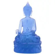 Tibetan Medicine Buddha Statue,Translucent Resin Buddha Sculpture Meditation Decor Spiritual Decor Blue