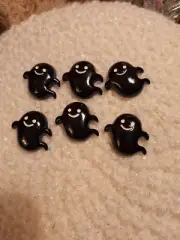 Flatback Black Ghost Cabochon Set Of 6