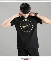在飛比找Yahoo!奇摩拍賣優惠-Nike耐克短袖男上衣新款針織透氣運動休閑圓領印花T恤，91
