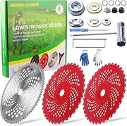 9" x 36 Teeth Carbide Tipped Brush Cutter Blades Weed Eater Trimmer Blade & 10" x 80T Carbide Tip Brush Cutter Trimmer Blades Compatible with Stihl, Ego,Husqvarna Brush Cutter, Trimmer, Weed Eater