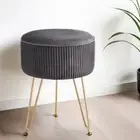 Ottoman Foot Stool, Velvet Lounge Foot Pouf Make Up Vanity Stool, Vertical Strip
