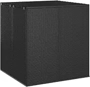 Garden Storage Box - Large Waterproof Black PE Rattan Cushion Chest with Durable Powder-Coated Steel Frame, 100x97.5x104 cm; Outdoor & Deck Use