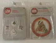 2 Vtg Hallmark Design Crewel Xmas Ornament Kit 7241 ,7400 Santa Columbia-Minerva